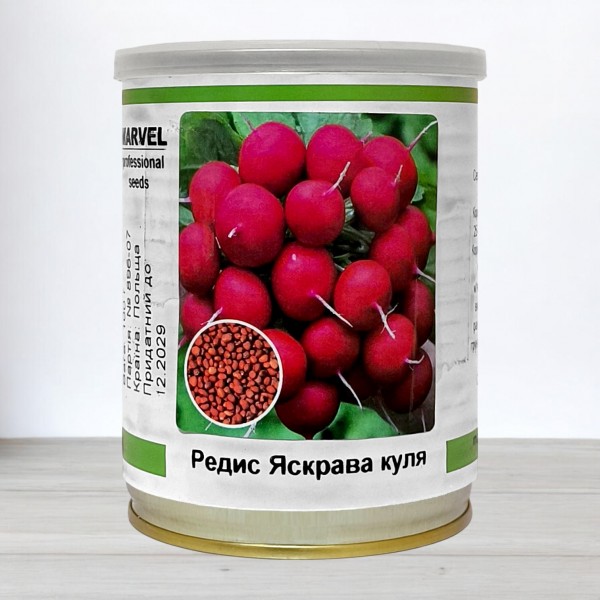 Насіння редису Яскрава Куля, Польща, Marvel, банка 100г